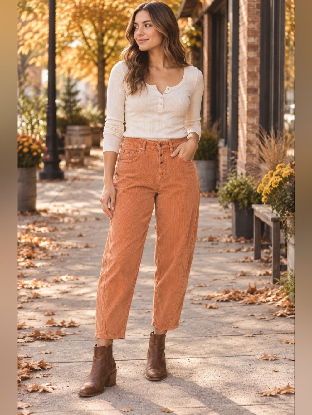 We The Free Barrel Corduroy Pants 25 Rust Boho Western 70s Festival Streetwear
